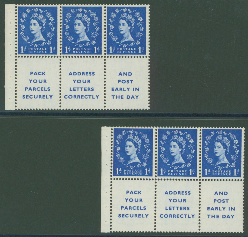 1955-58 St. Edwards Crown 1d booklet panes, Spec SB29/SB29a, Cat £32