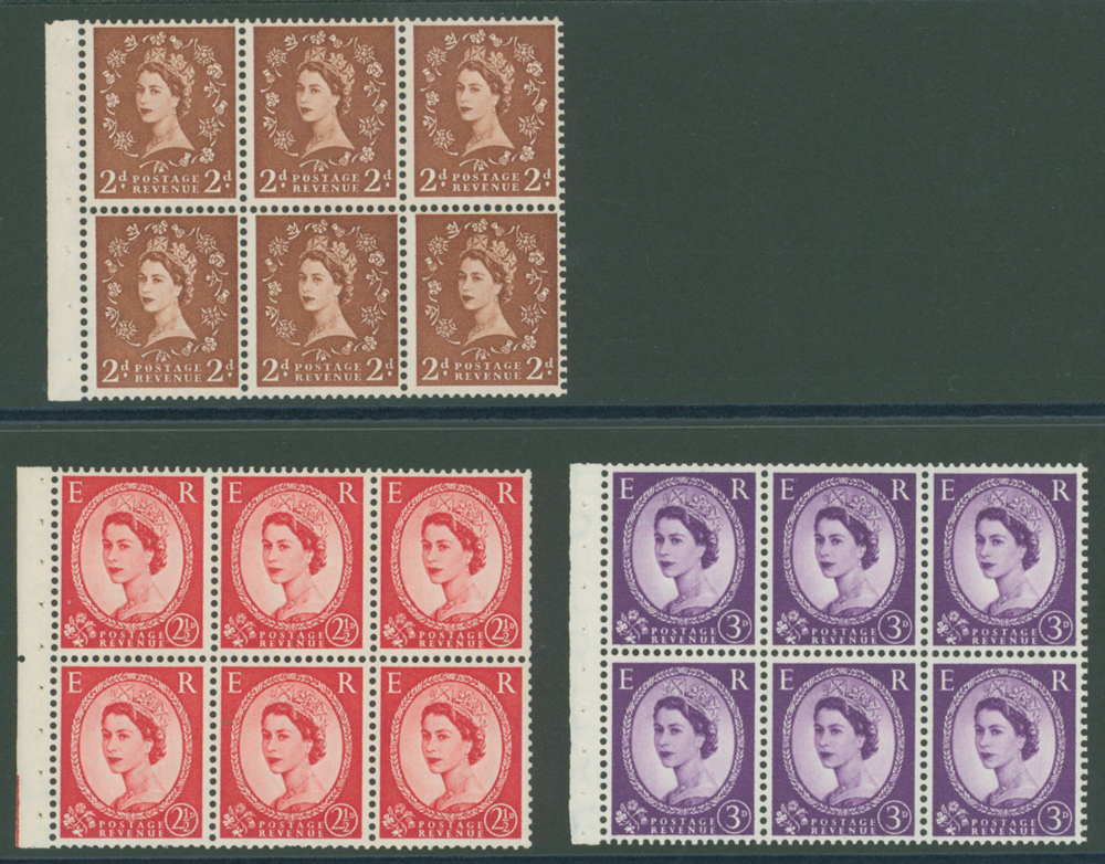 1955-58 St. Edwards Crown Wilding booklet panes of six, Cat £23.50