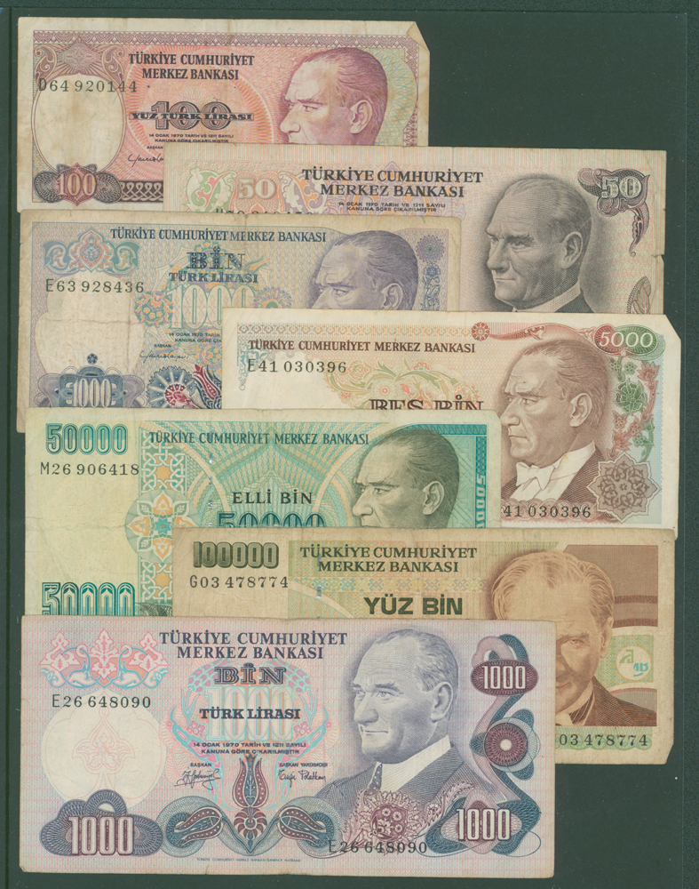 TURKEY selection of 7 different notes