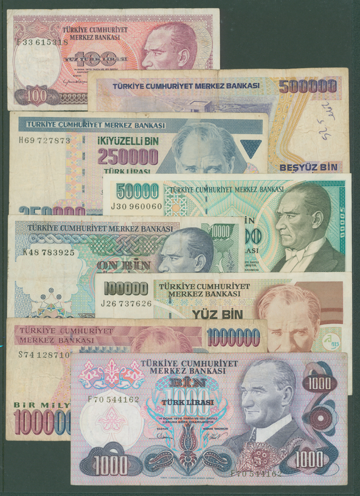 TURKEY Selection of 8 different notes