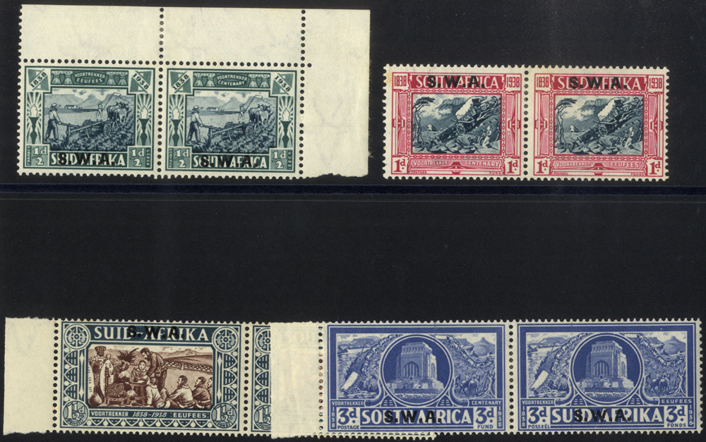 1938 SA Voortrekker opt T11, set of 4 to 3d+3d  SG 105/8, Cat £110