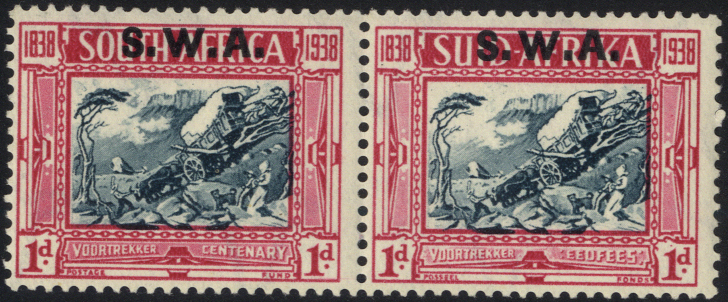 1938 Voortrekker Memorial opt type T11, 1d+1d SG 106, Cat £30