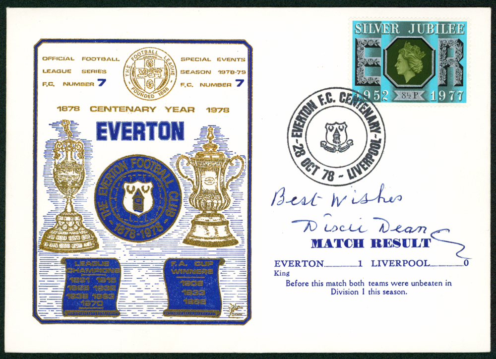 FOOTBALL - EVERTON 1878-1978 Centenary Commemorative cover signed by Dixie Dean.