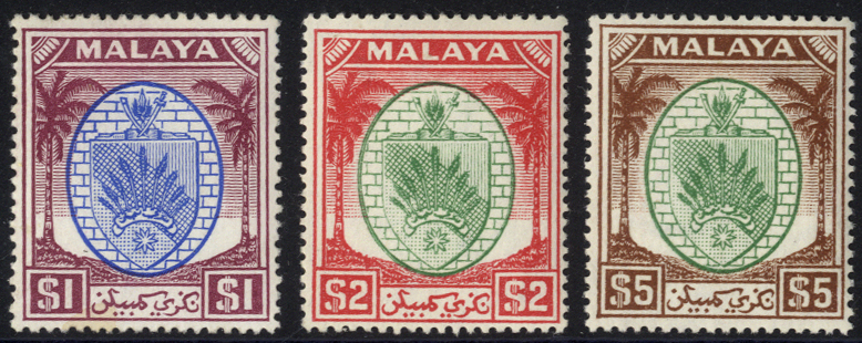 1949-55 top 3 values, $1, $2 and $5, Cat £87