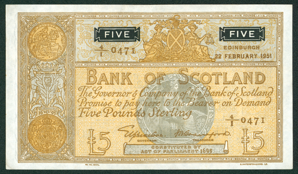 Bank of Scotland 1951 £5