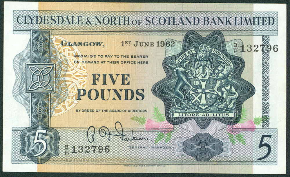 Clydesdale & North of Scotland Bank 1962 £5