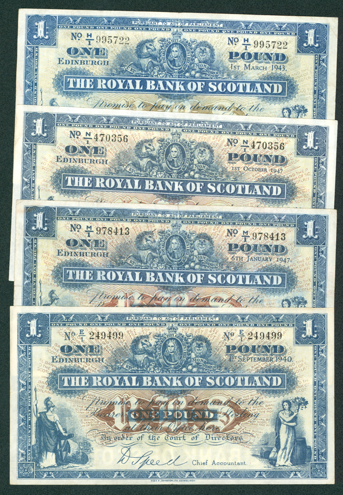 Royal Bank of Scotland 1940 £1 x4