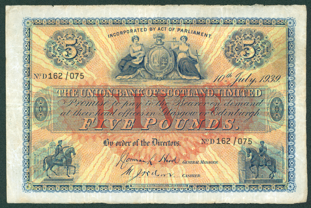 The Union Bank of Scotland 1939 £5