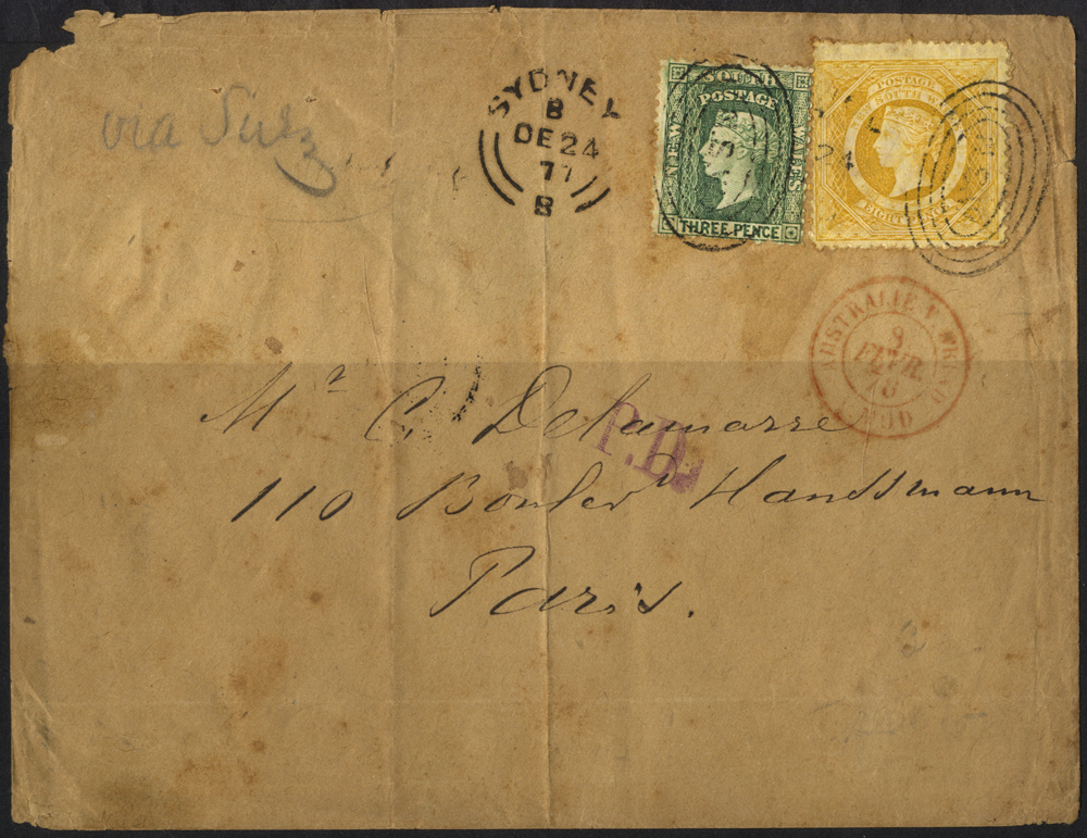New South Wales - 1877 Envelope to France
