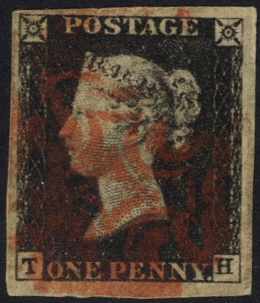1840 1d black Plate 4 TH