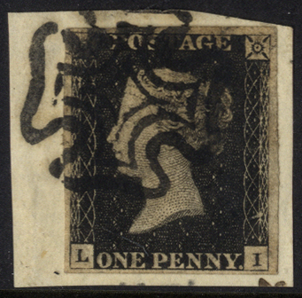 1840 1d black Plate 1b LI