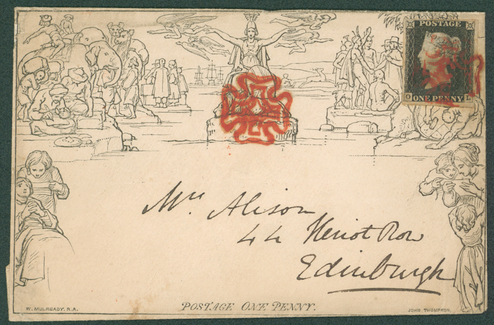 1840 June 20th One Penny envelope stereo A166 sent to Edinburgh. Cat. £15,000. Clear RPS Cert (1975)