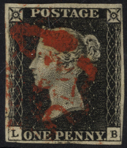 1840 1d black Plate 4 LB
