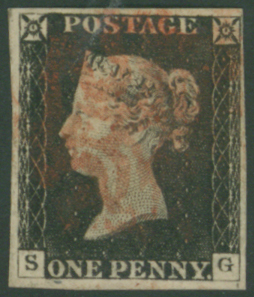 1840 1d black Plate 2 SG
