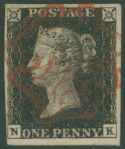 1840 1d black Plate 4 NK