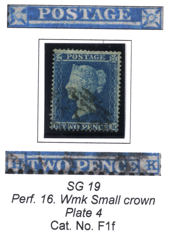 1854 2d blue Plate 4 HK