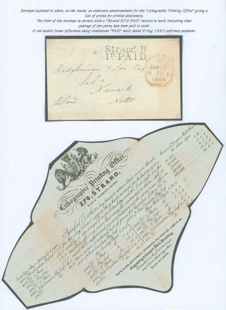 1846 envelope with an elaborate advertisement for the 'Lithographic Printing Office'