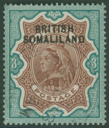 1903 3r brown & green VFU with faint c.d.s, small corner thin. SG.12, Cat. £60