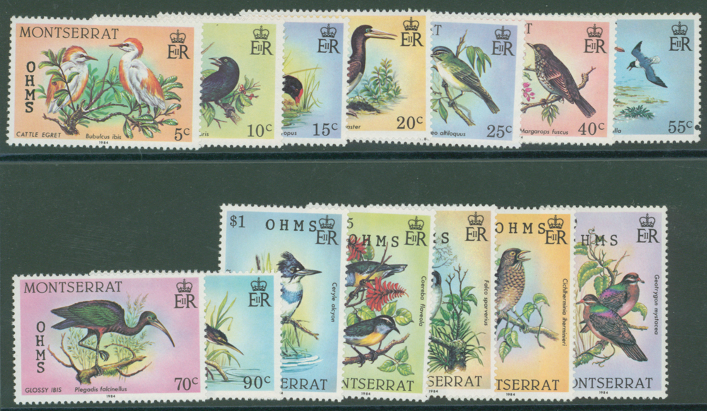 Officials: 1985 birds, opt OHMS, set of 14 to $10