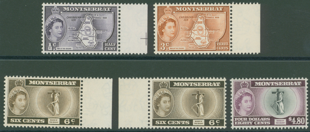 1953-62 ½c, 3c, 6c, 6c and $4.80