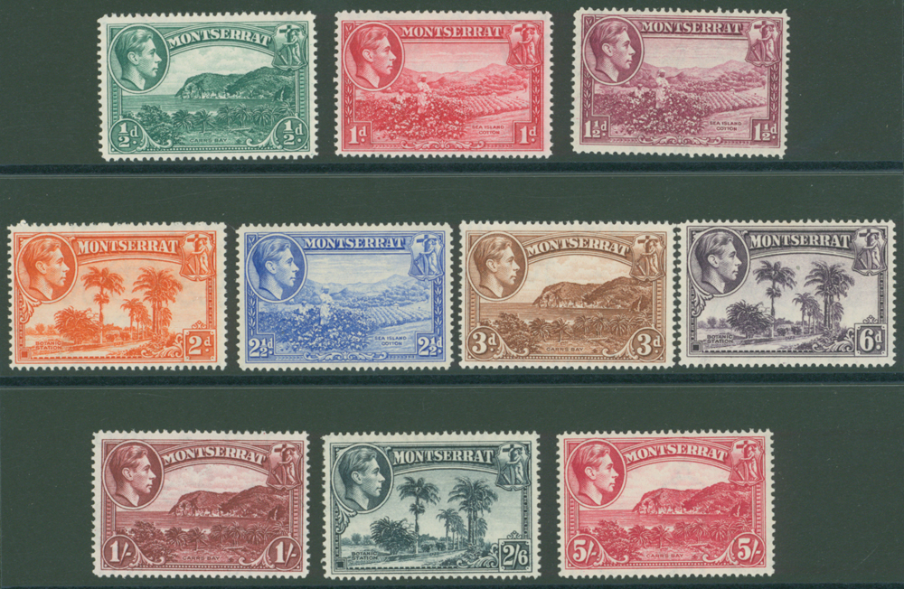 1938-48 perf 14 short set of 10 to 5s rose-carmine
