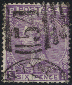 1867-80 wmk spray 6d mauve, SG.109, Cat. £140