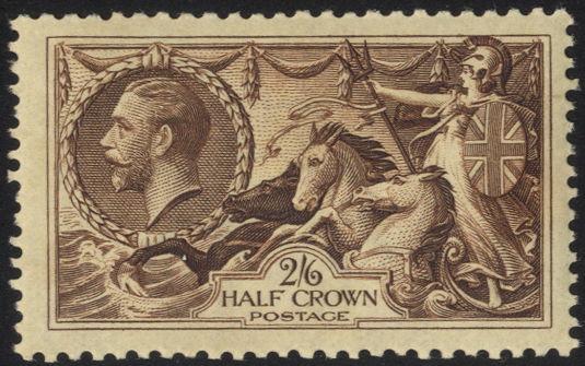1934 re-engraved 2/6d chocolate brown