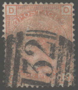 1873-80 wmk large garter 4d vermilion, SG.152, Cat. £475