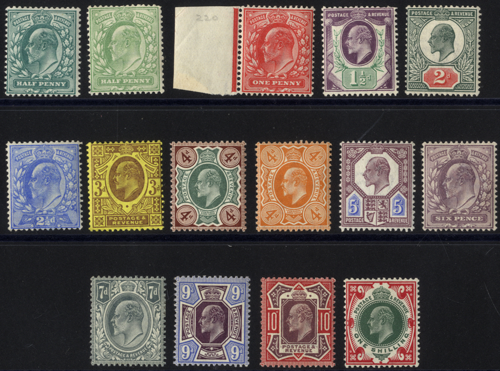 1902-13 KEVII simplified set of values from ½d to 1s