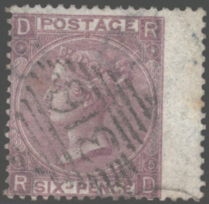 1865-67 wmk Emblems 6d lilac RD, SG.97, Cat. £140