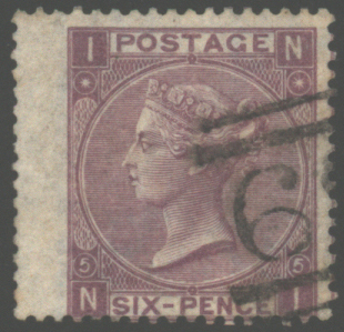 1865-67 wmk Emblems 6d lilac NI, SG.97, Cat. £140