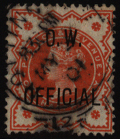 O.W OFFICIAL 1896 &frac12;d vermilion, SG.O31, Cat. £150