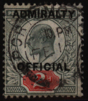 ADMIRALTY OFFICIAL 1902 yellowish green & carmine red, SG.O105, Cat. £150
