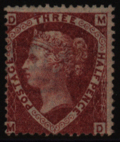 1870 1&frac12;d lake red, Plate 1 MD, part o.g. centred low to left, SG.52, Cat. £600