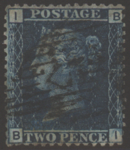 1858-76 2d blue, Plate 8 BI, wmk Inverted FU, SG.45wi, Cat. £250
