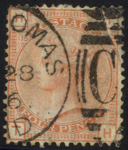 DANISH WEST INDIES - ST. THOMAS 1876 4d vermilion, SG.Z11, Cat. £300