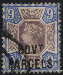 GOVT PARCELS 1888 9d dull purple & blue