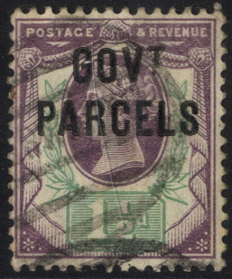 GOVT PARCELS 1887-90 1&frac12;d dull purple & pale green