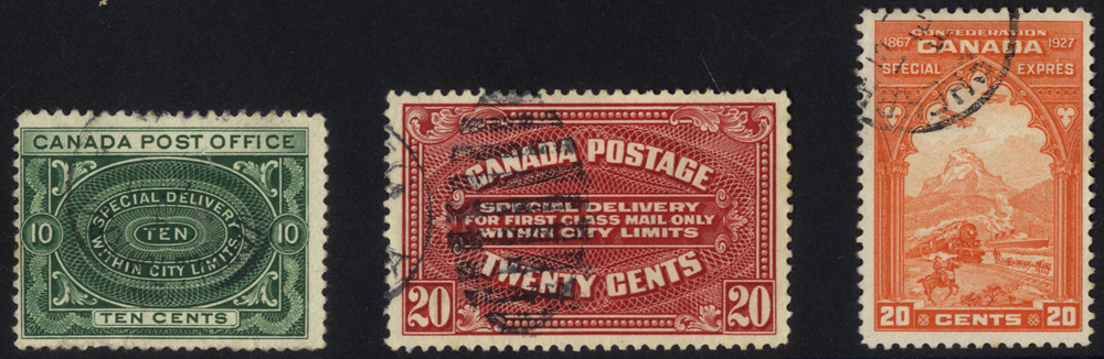 1898, 1922 & 1927 Special Delivery stamps