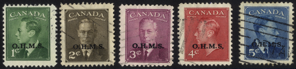 OFFICIAL 1949-50 O.H.M.S 1c to 5c