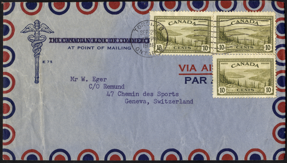 1940 airmail cover from Toronto to Geneva