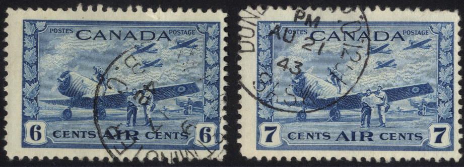 1943 6c & 7c Airs, SG.399/400, Cat. £14.50