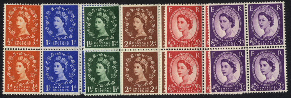 1957 Graphite set blocks of four, SG.561/66