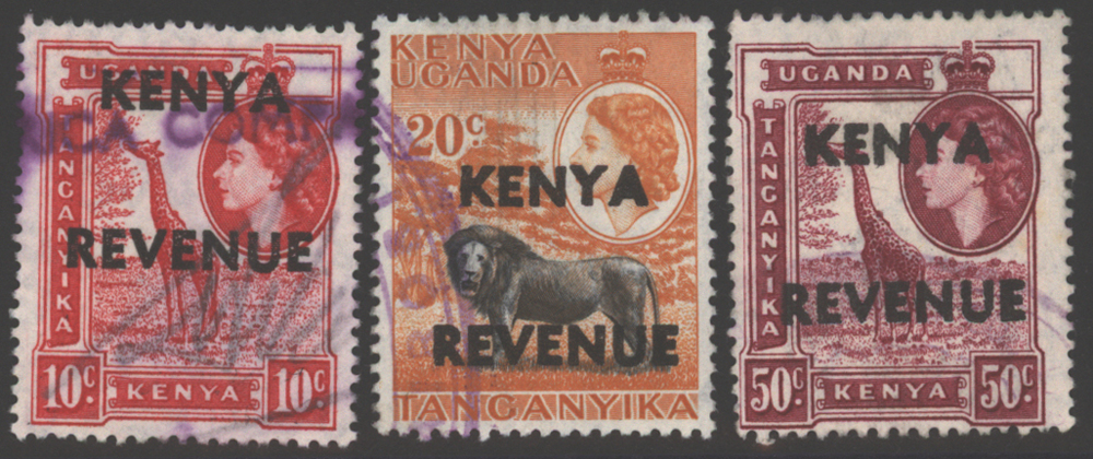 KENYA REVENUE 1954 10c, 20c & 50c