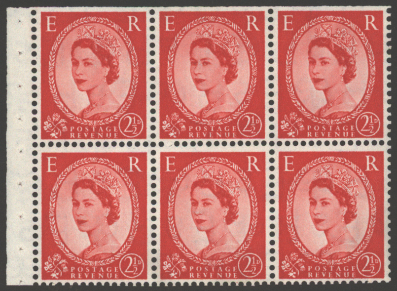 1955 Edward Crown 2&frac12;d pane of six
