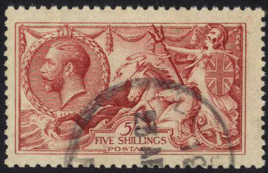 1915 D.L.R 5s bright carmine, SG.409, Cat. £400