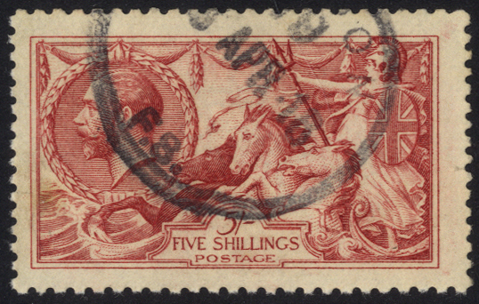 1915 D.L.R 5s bright carmine, SG.409, Cat. £400