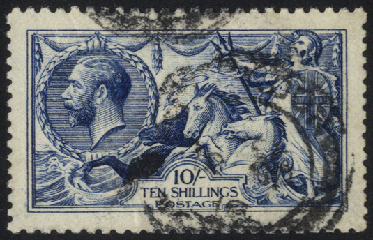 1915 D.L.R 10s deep blue, SG.411, Cat. £500