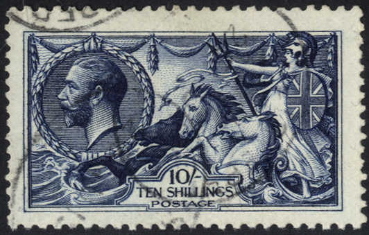 1913 Waterlow 10s indigo blue, SG.402, Cat. £475