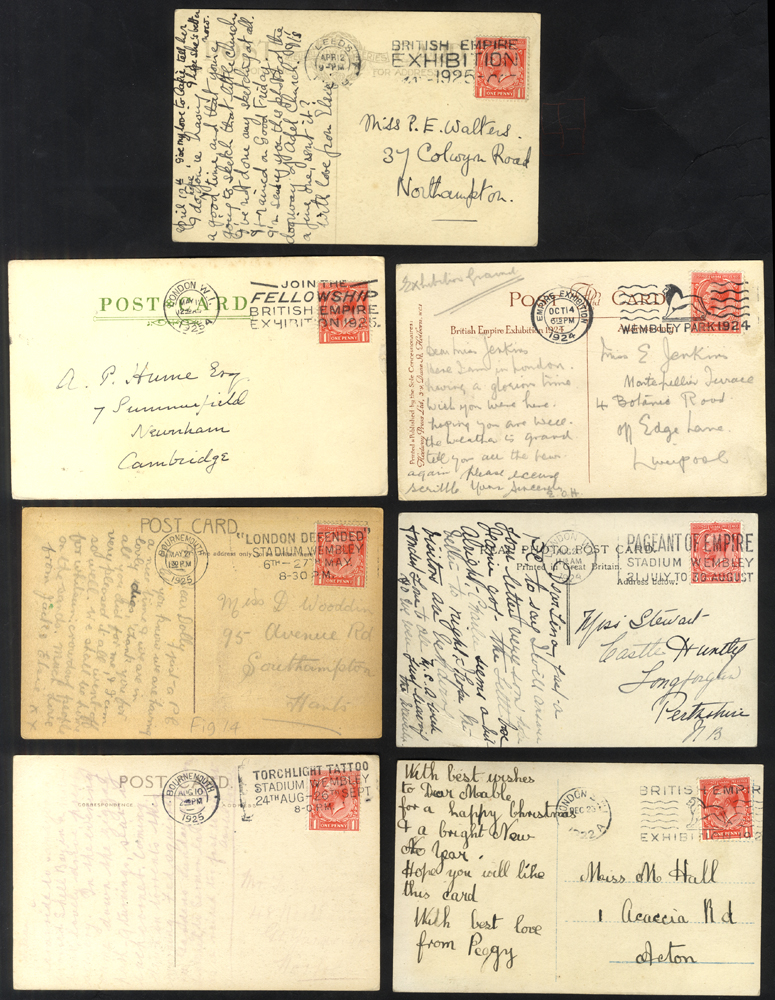 1924-25 Wembley Exhibition seven postcards